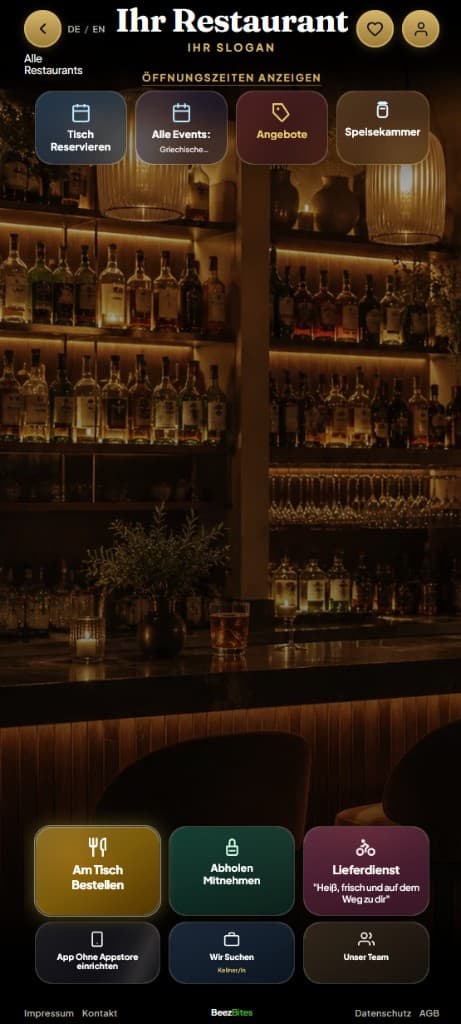 Beezbites Restaurant-App – Schnellaktionen und Bestellwege am Beispiel einer eigenen Marke